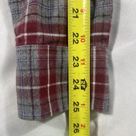 Untuckit Shirt Mens Slim Fit Flannel Red Gray Plaid LS Button Up Cabero Medium - Picture 4 of 10